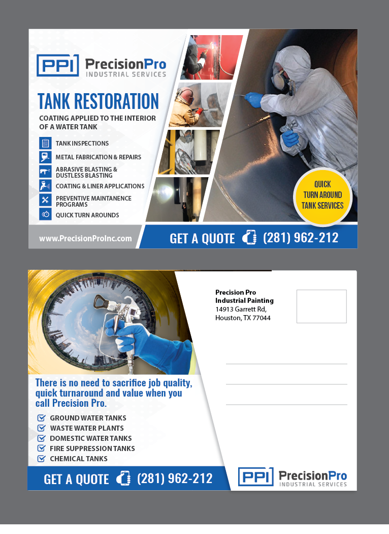 Postcard Design by alex989 for Precision Pro Inc | Design #27852047