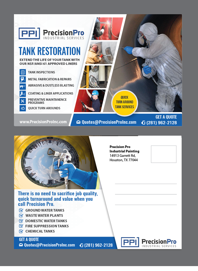 Postcard Design by alex989 for Precision Pro Inc | Design #27869745