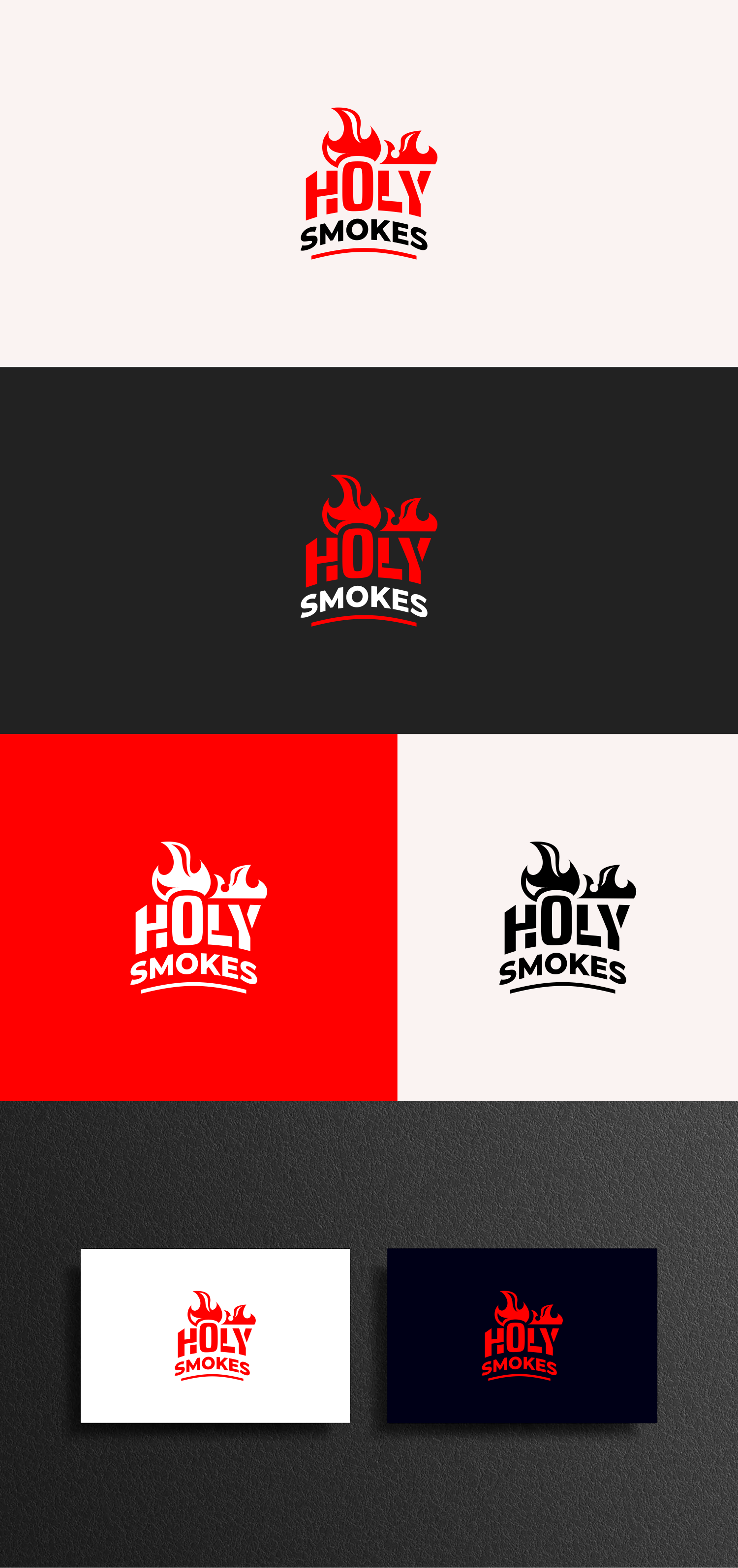 Logo Design by Omee for Holy Smokes! Authentic BBQ | Design #27537429