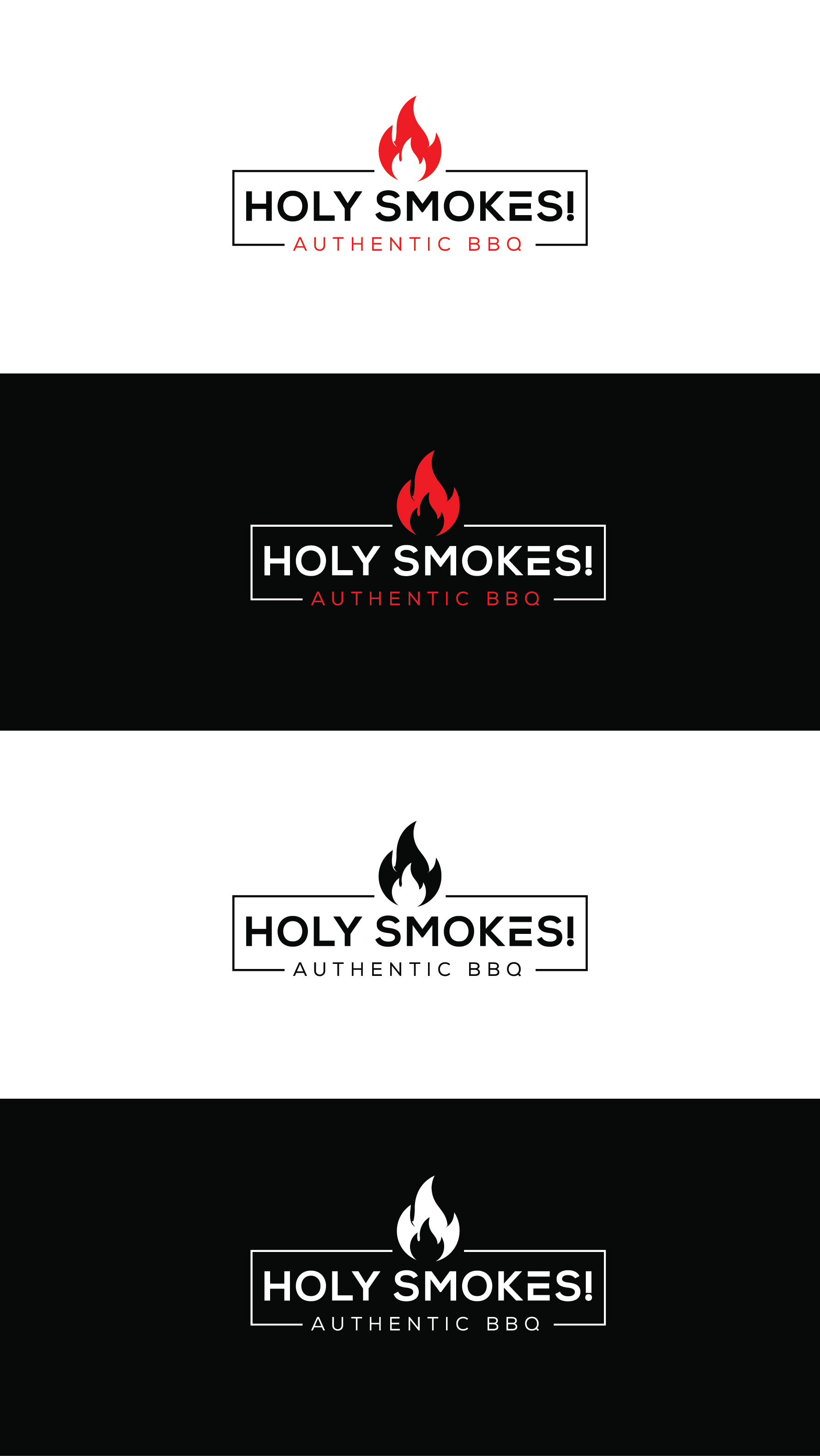 Logo Design by angelonyamu for Holy Smokes! Authentic BBQ | Design: #27615697