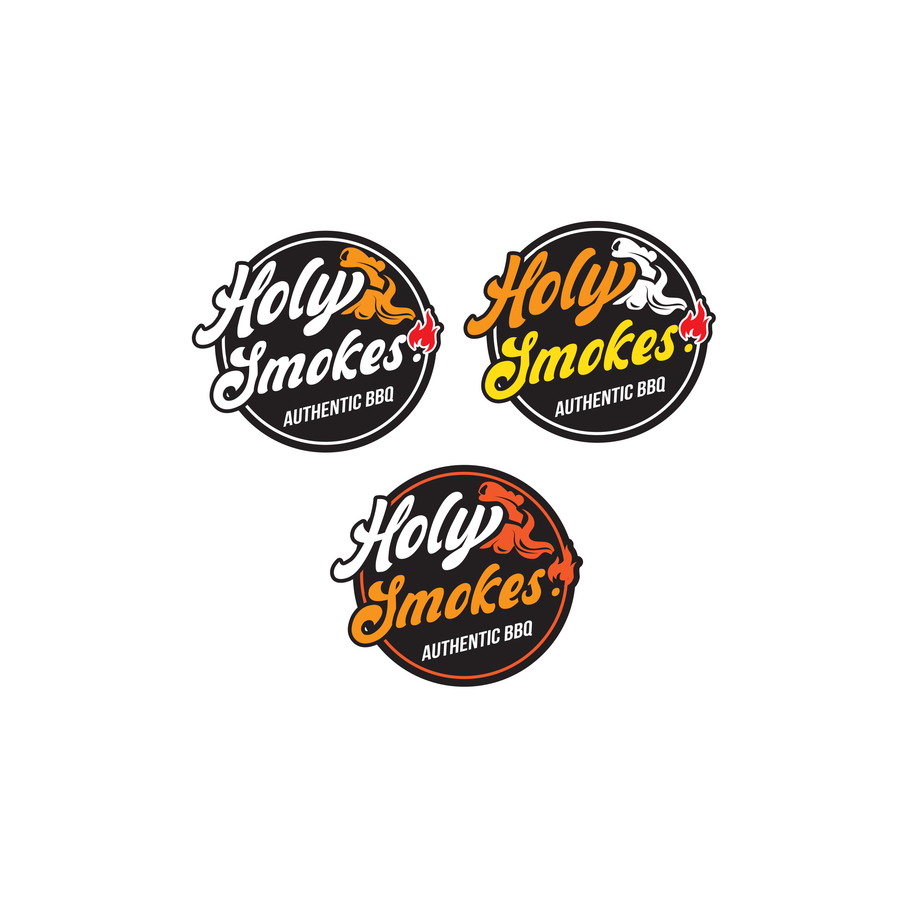 Logo Design by hijordanvn77 for Holy Smokes! Authentic BBQ | Design #27535555
