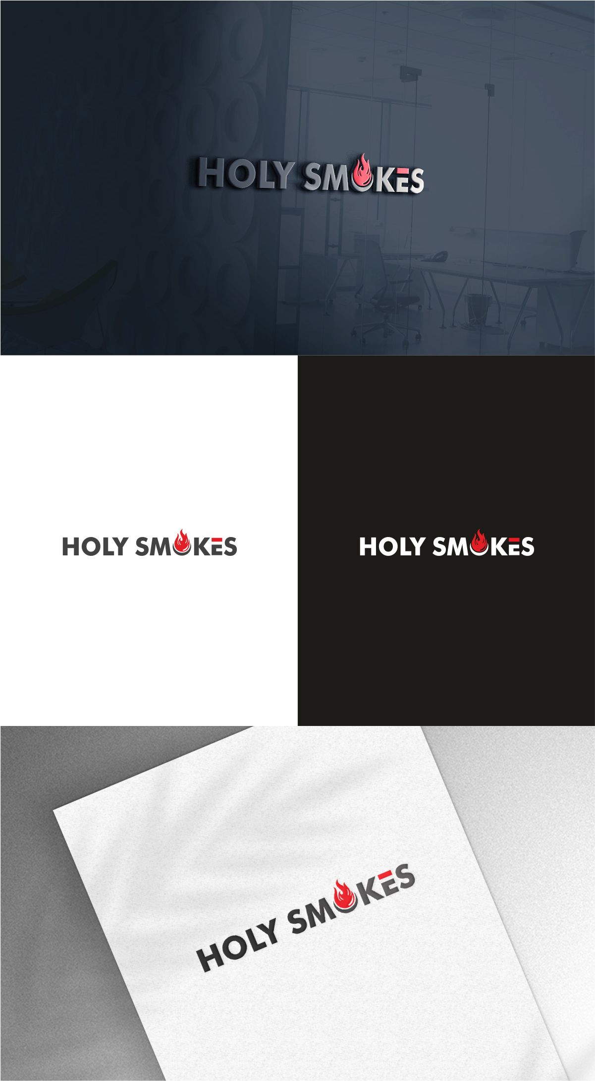 Logo Design by Dave Paresh for Holy Smokes! Authentic BBQ | Design #27528973