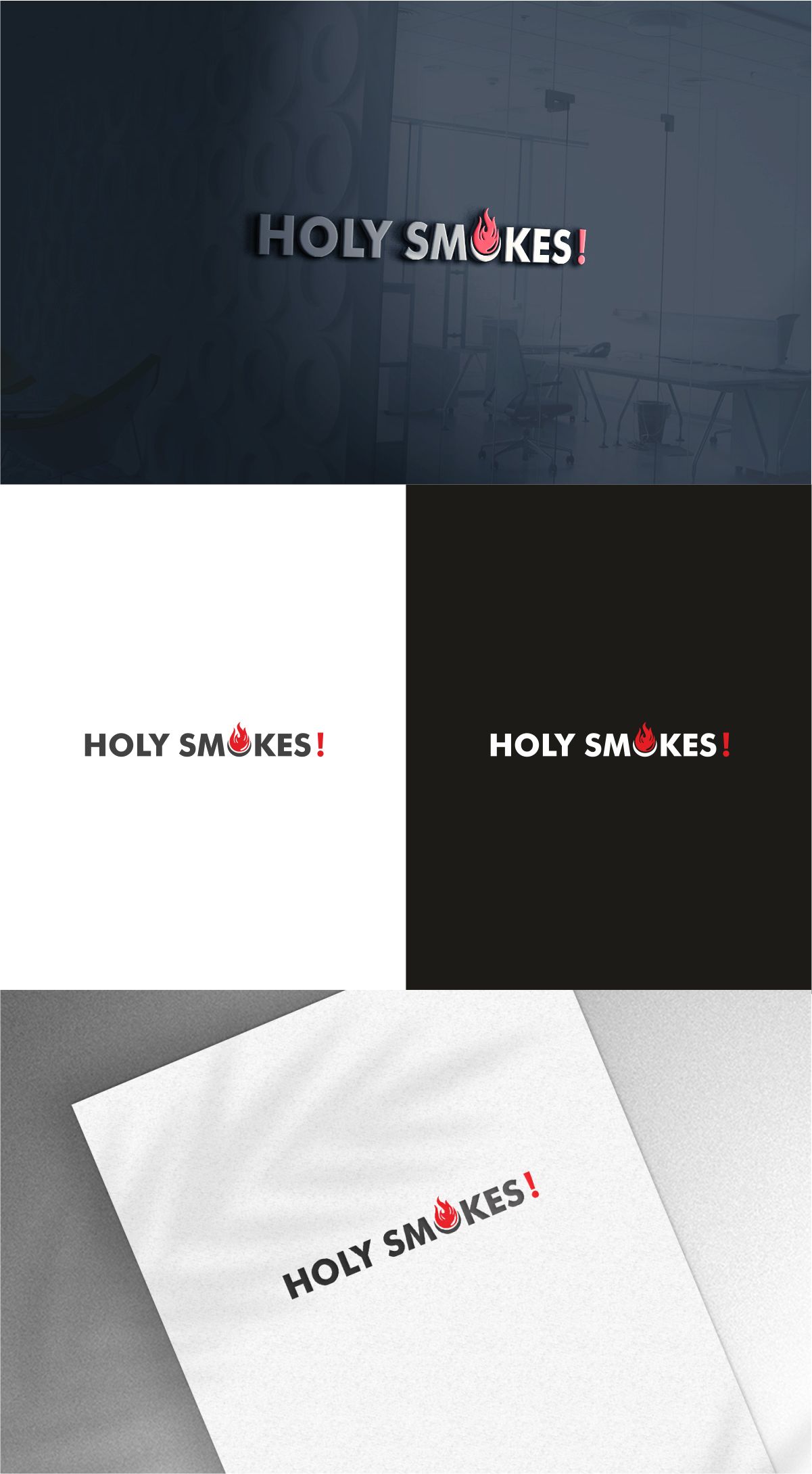 Logo Design by Dave Paresh for Holy Smokes! Authentic BBQ | Design #27535204
