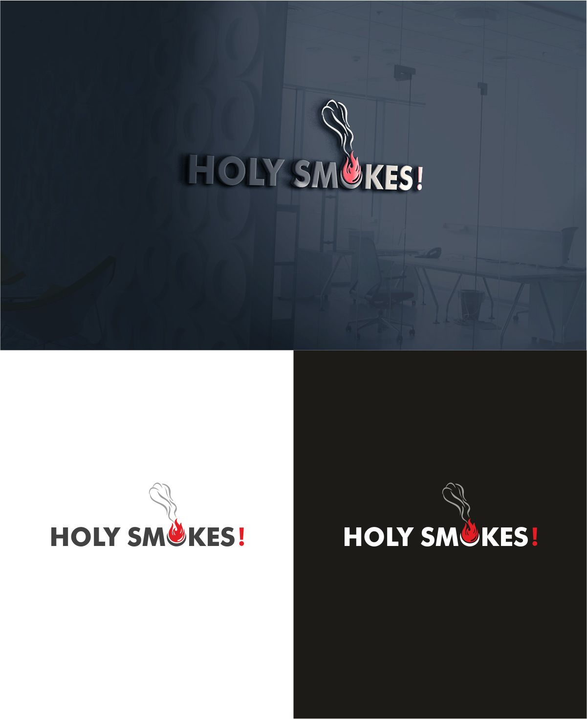 Logo Design by Dave Paresh for Holy Smokes! Authentic BBQ | Design #27540484