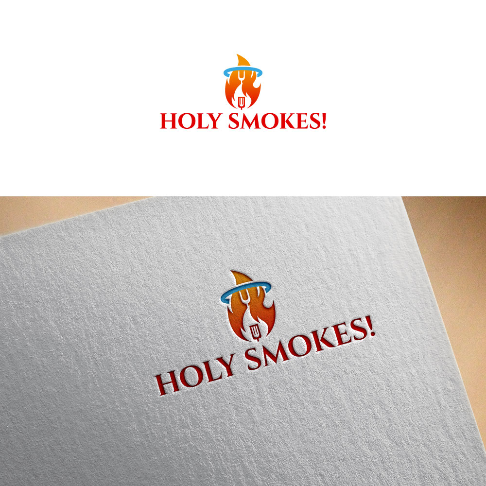 Logo Design by Trident for Holy Smokes! Authentic BBQ | Design #27526549