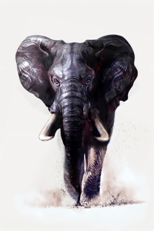 Ferocious Elephant for a T-Shirt Design
