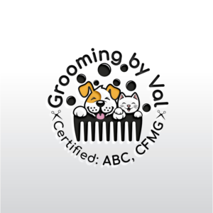 Grooming by Val  Certified by ABC for dog grooming and NCGI for cat grooming  or Dog groomer certified by ABC  Cat groomer CFMG    | Logo Design by Miller..