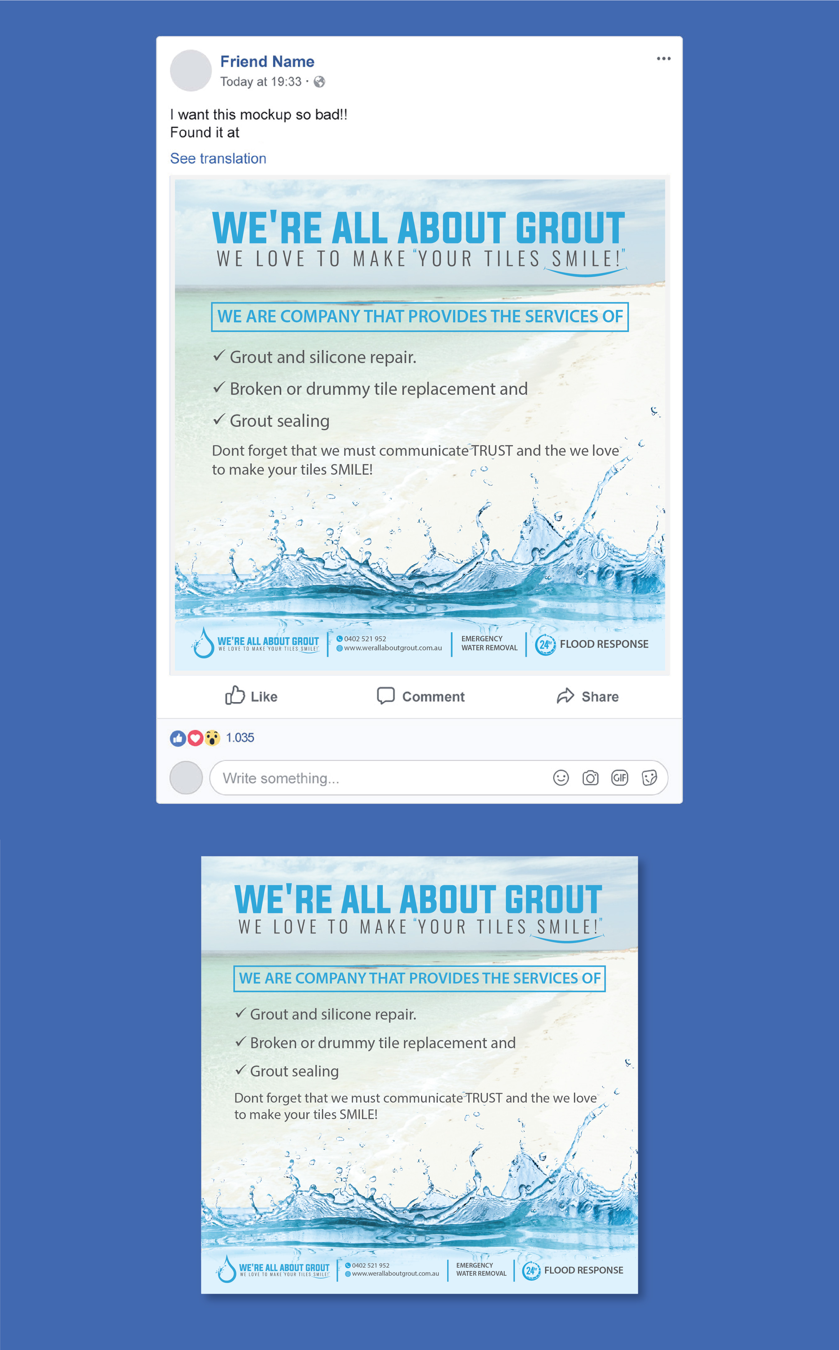 Facebook Design by artbitin for Were All About Grout | Design #27561082