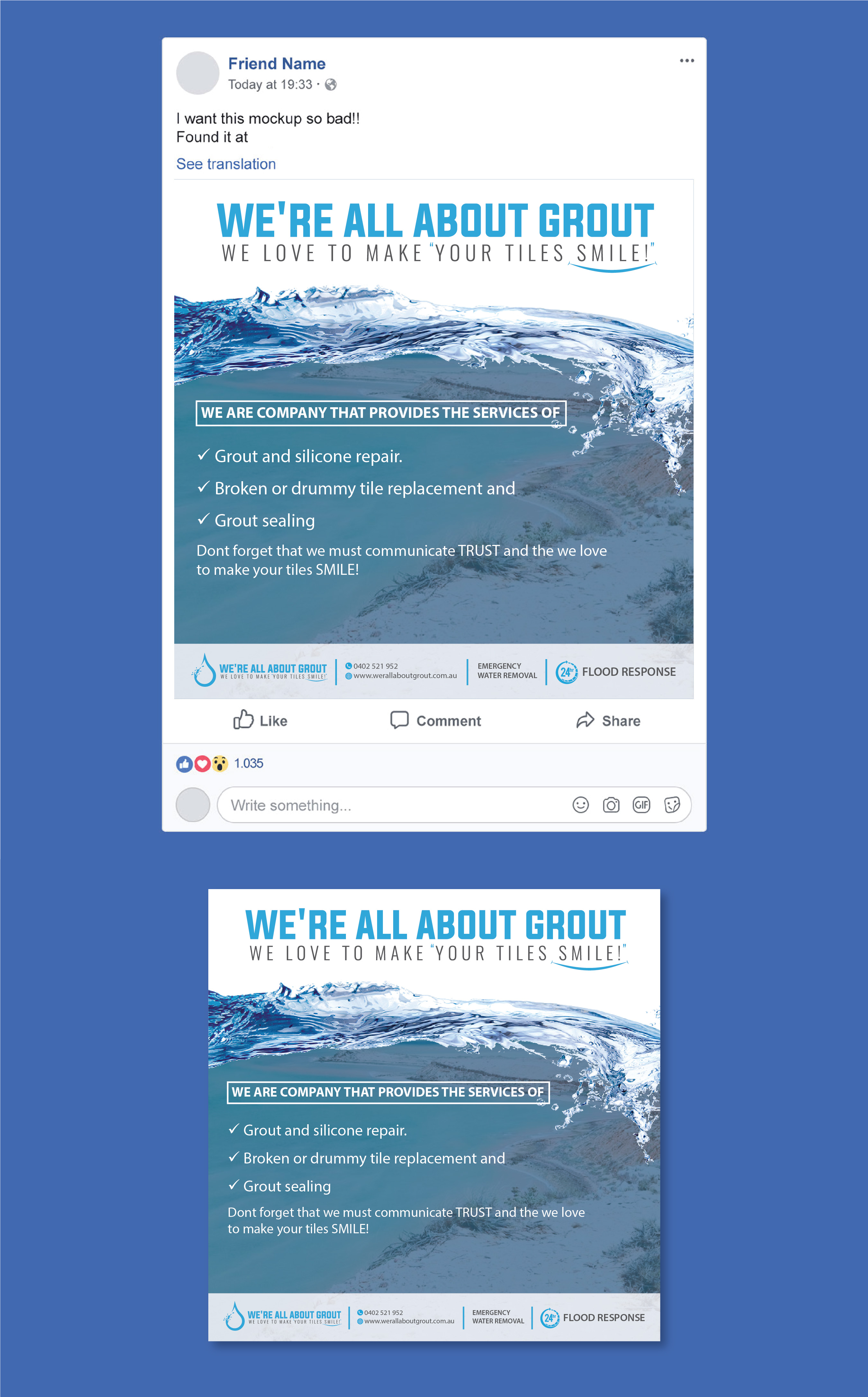 Design Facebook par artbitin pour Were All About Grout | Design #27561083