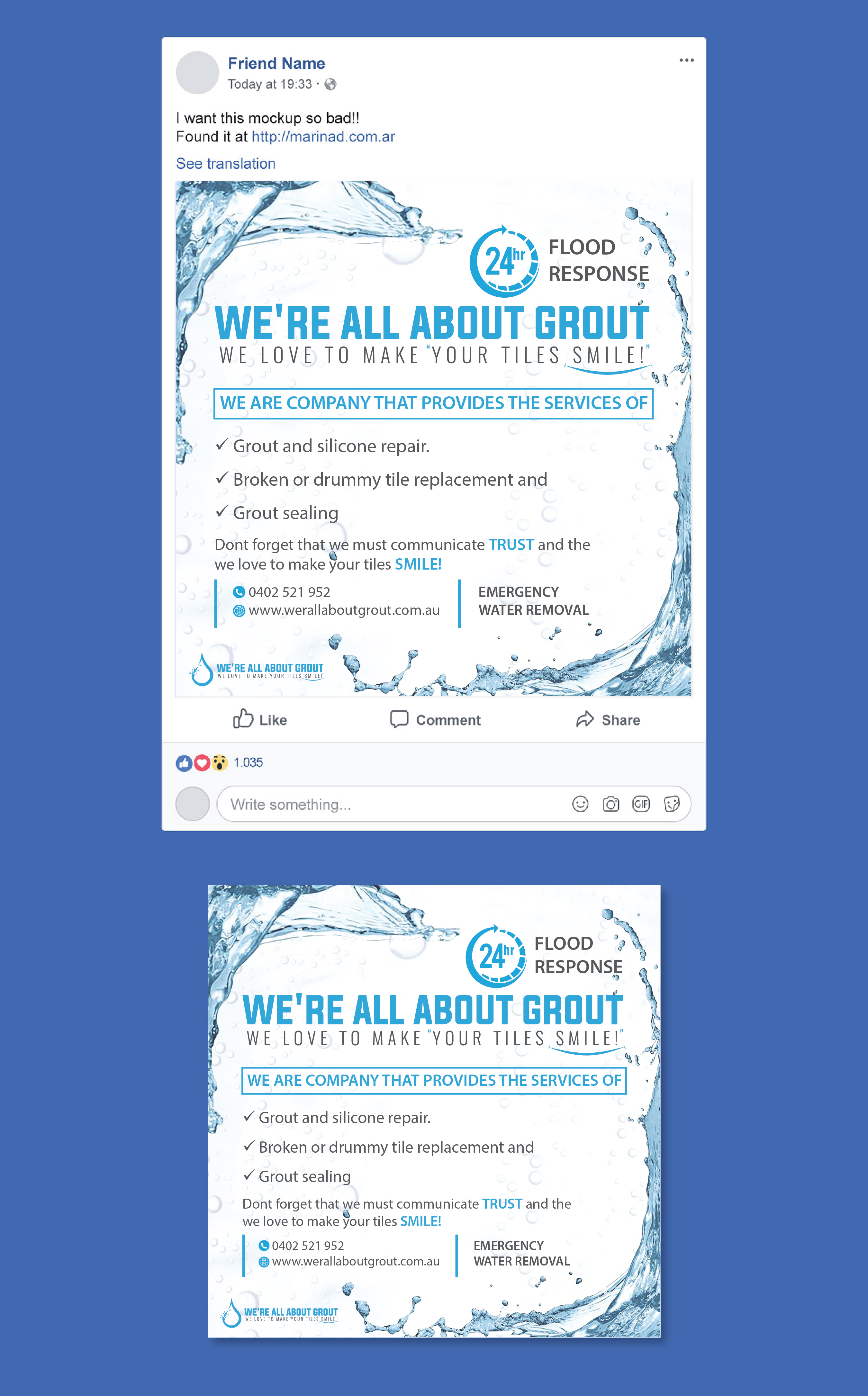 Design Facebook par artbitin pour Were All About Grout | Design #27572707