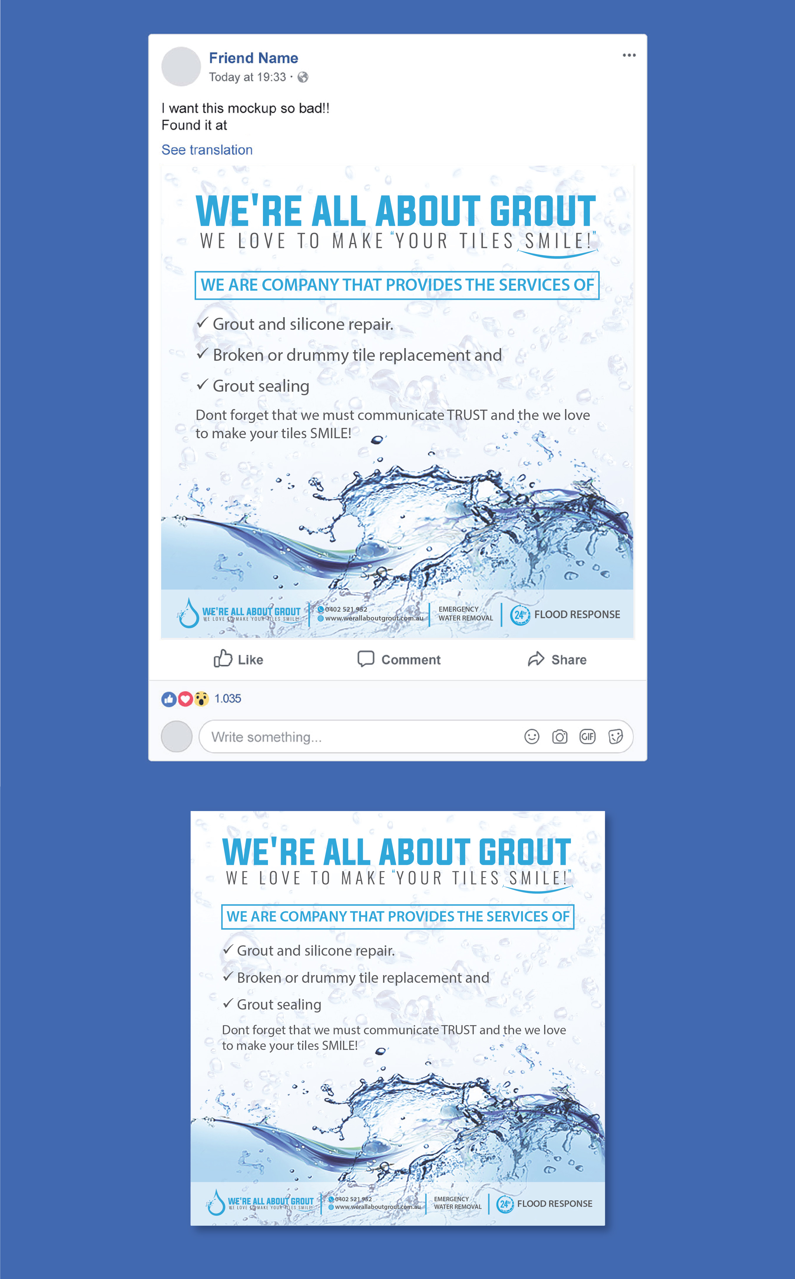 Facebook Design by artbitin for Were All About Grout | Design #27572708
