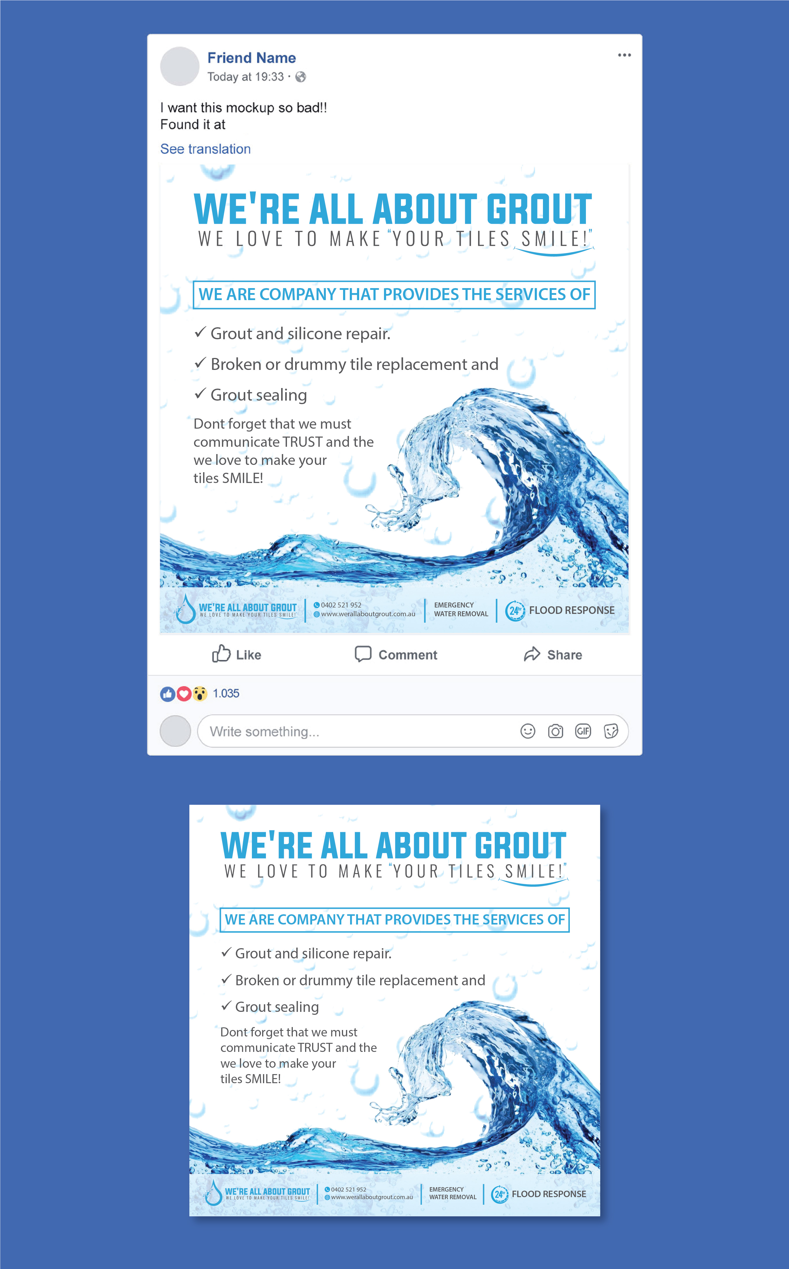 Design Facebook par artbitin pour Were All About Grout | Design #27572709