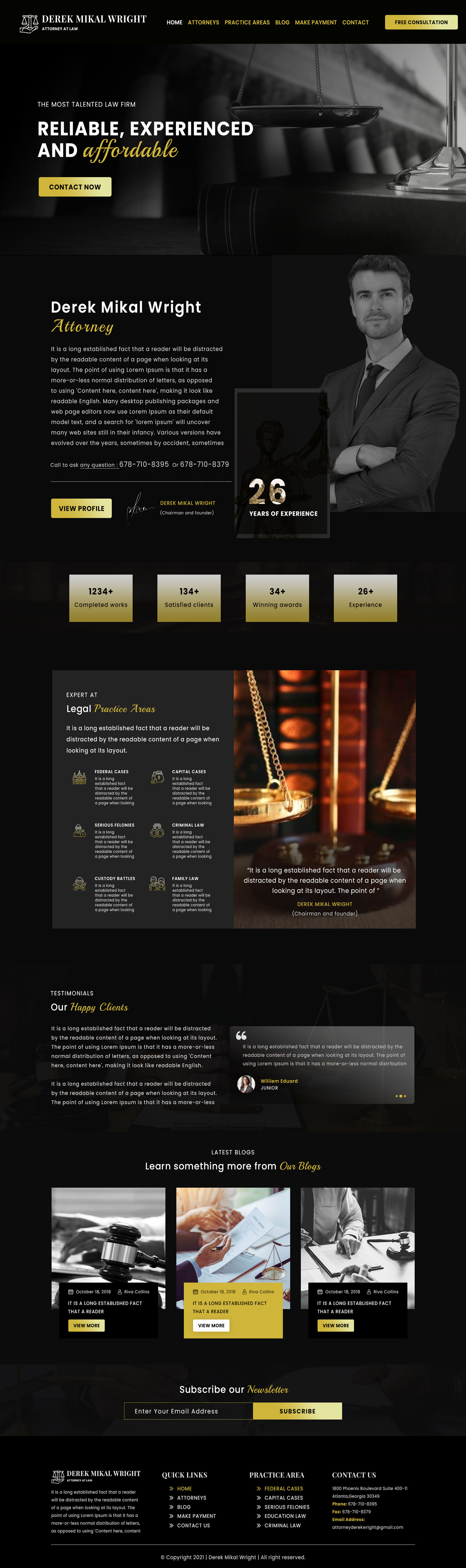 Wordpress Design by VC for Derek M Wright LLC | Design #27564202