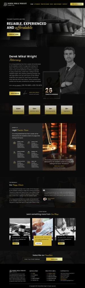 Wordpress Design by VC for Derek M Wright LLC | Design: #27564202