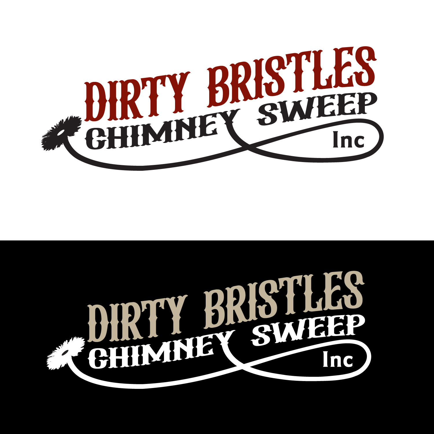Logo Design by Fendr for Dirty Bristles Chimney Sweep Inc | Design #27598836