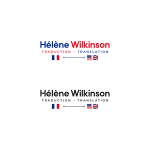 Hélène Wilkinson/traduction - translation / français <-> English "français" could be replaced by a small French flag and "English" by a half US/half UK one. Accents and capitalisation  are to be  preserved on my name and on "français" and "English " (if used). The idea of the double sided arrow or anything else that would work visually is to make it clear I translate in both directions. | Logo-Design von JoseDesign