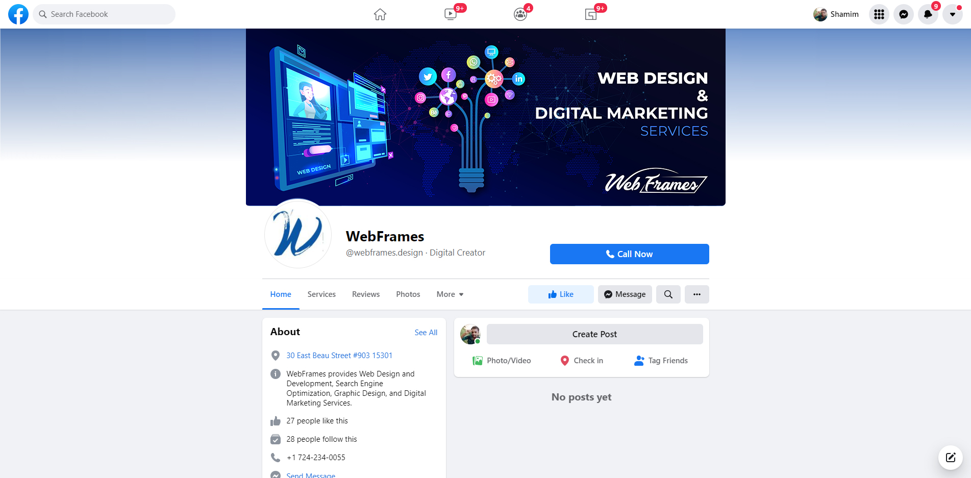 Facebook Design by Shamim_Design for WebFrames | Design #27589775