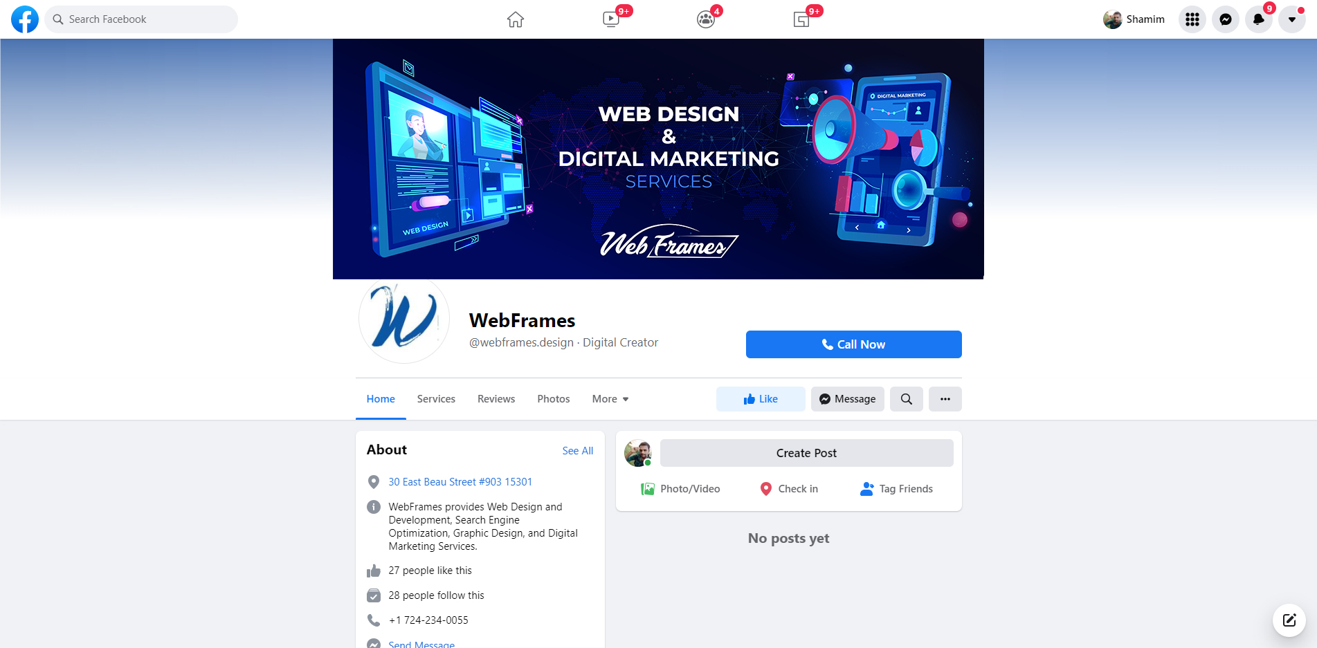 Facebook Design by Shamim_Design for WebFrames | Design #27589810