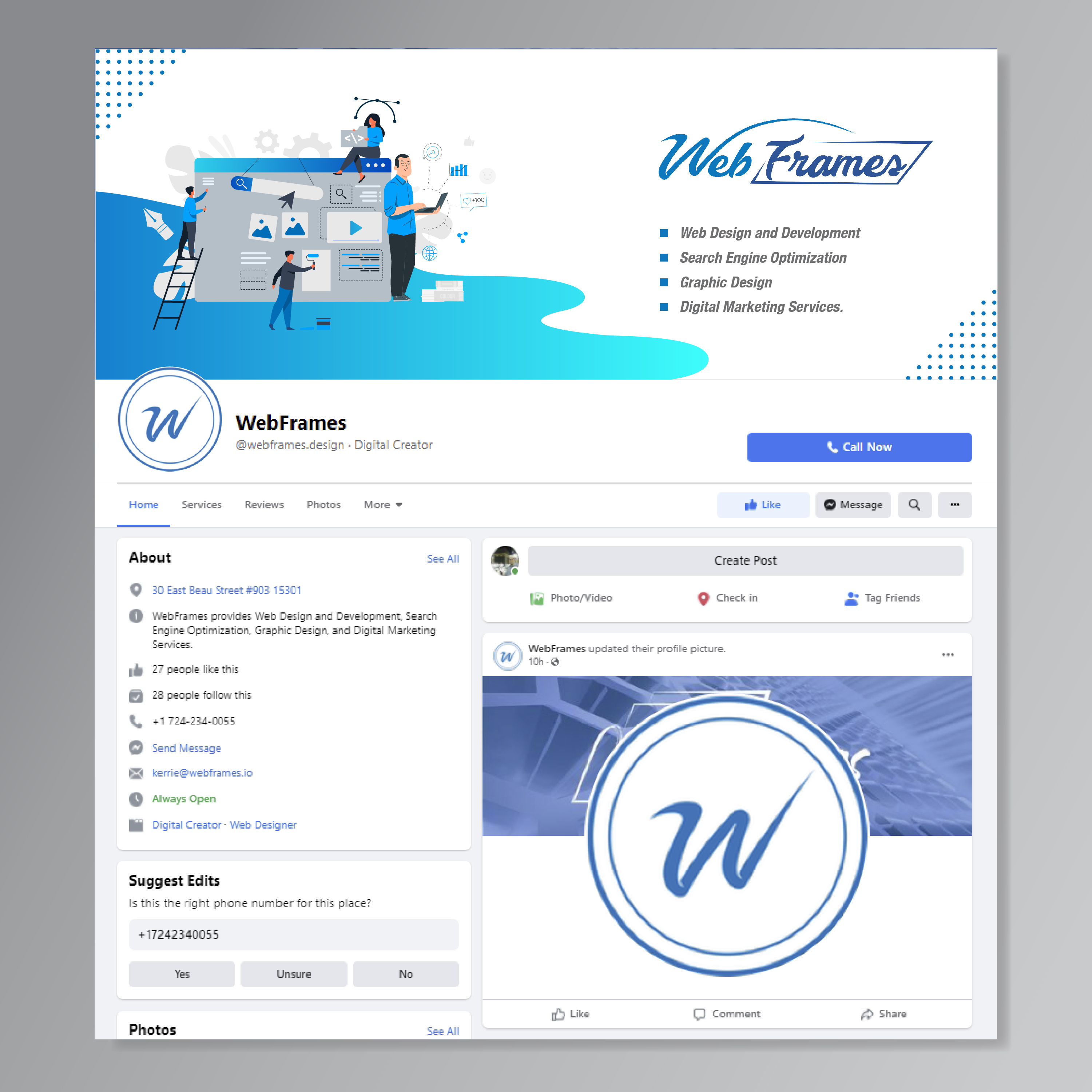 Facebook Design by JAMIL - Creative Designer for WebFrames | Design #27593311