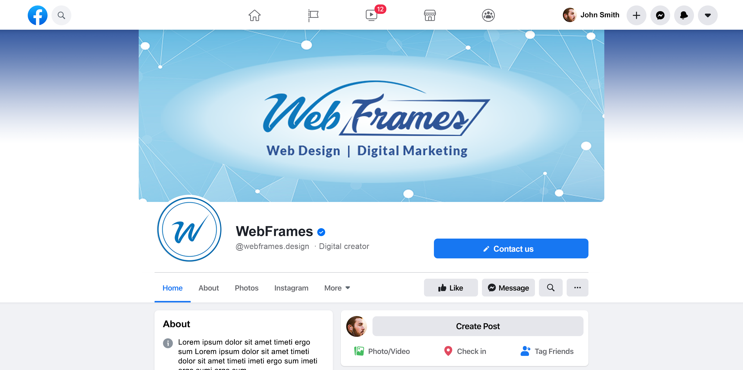 Facebook-Design von Prab für WebFrames | Design #27599905