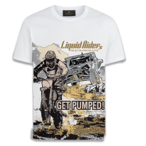 LiquidAider T-shirt for sale at off-road races like Baja 1000 and Dakar and hard enduro races. | Diseño de Camiseta por SAI DESIGNS