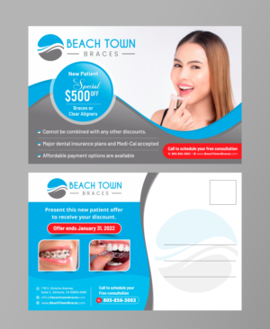 Postkarten-Design von KreativeMadz für Beach Town Braces | Design #27643062