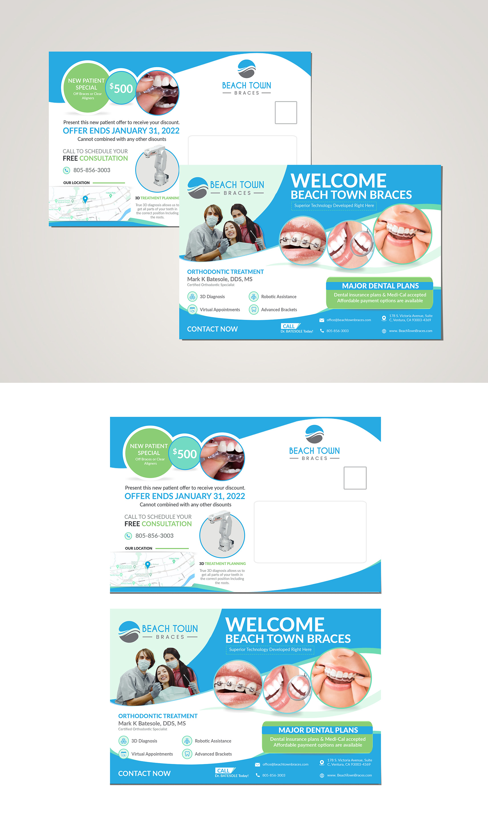 Diseño de Postal por debdesign para Beach Town Braces | Diseño #27644243
