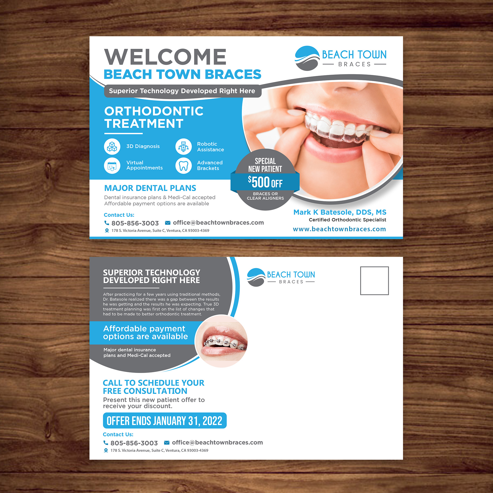 Postkarten-Design von debdesign für Beach Town Braces | Design #27647170