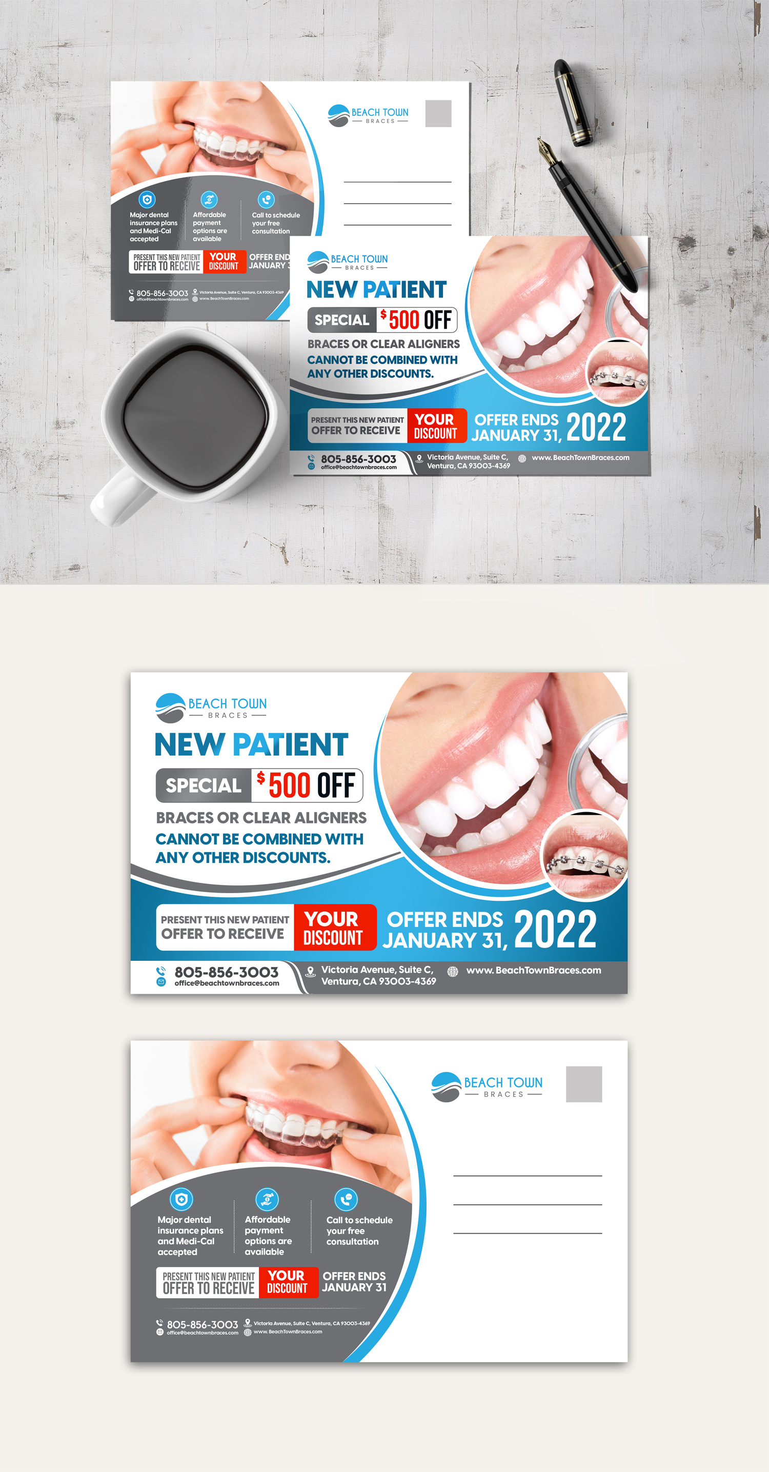 Postcard Design by debdesign for Beach Town Braces | Design #27649964