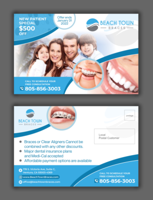 Postkarten-Design von kgraphics2011 für Beach Town Braces | Design #27642782