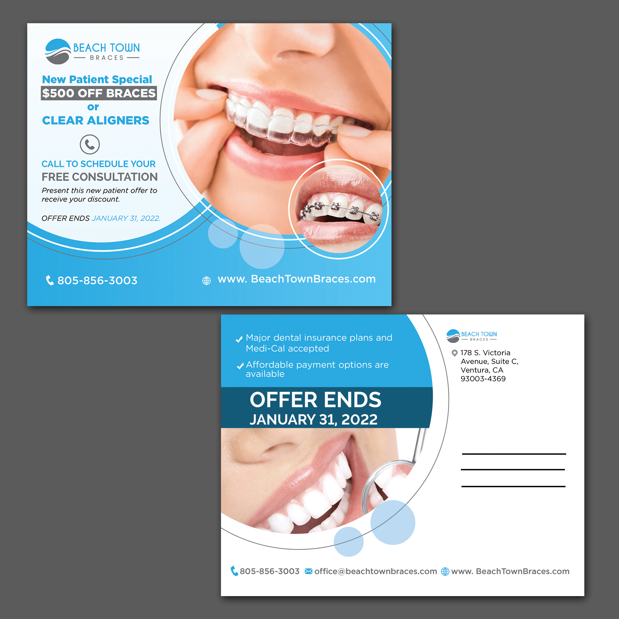 Postcard Design by aspiremedia for Beach Town Braces | Design #27634490