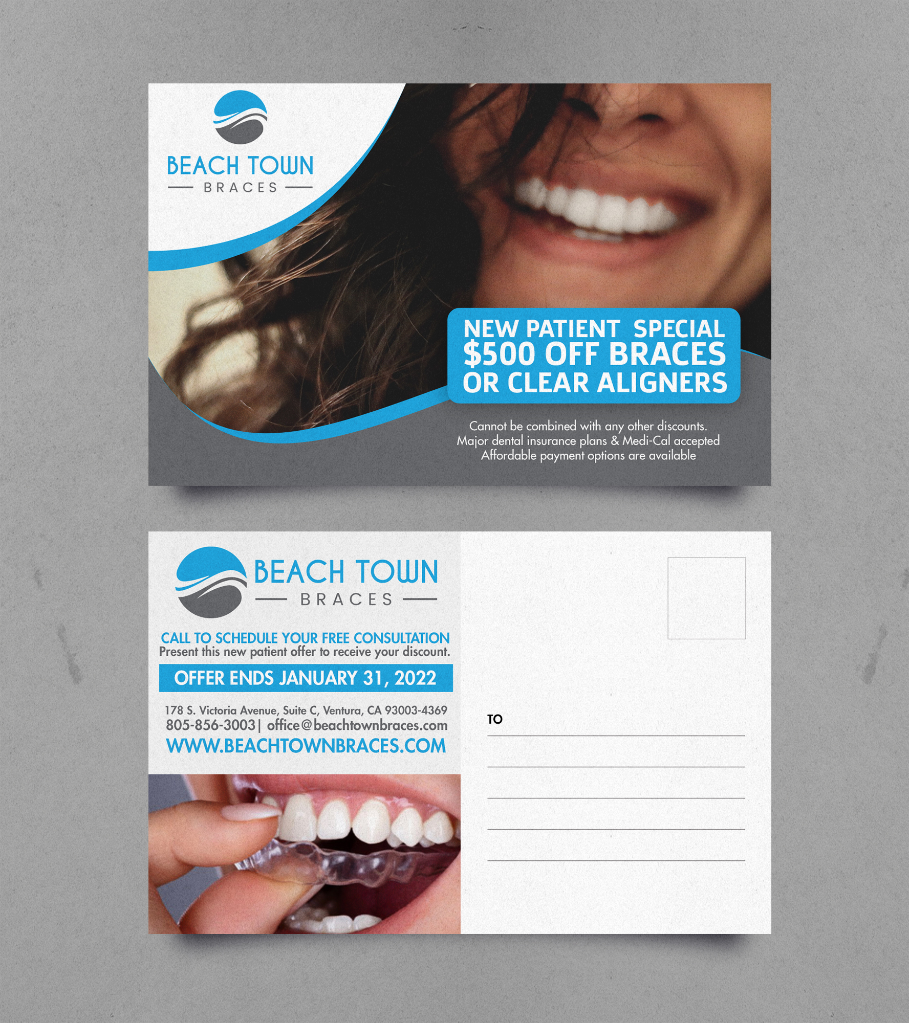 Postkarten-Design von chandrayaan.creative für Beach Town Braces | Design #27649074