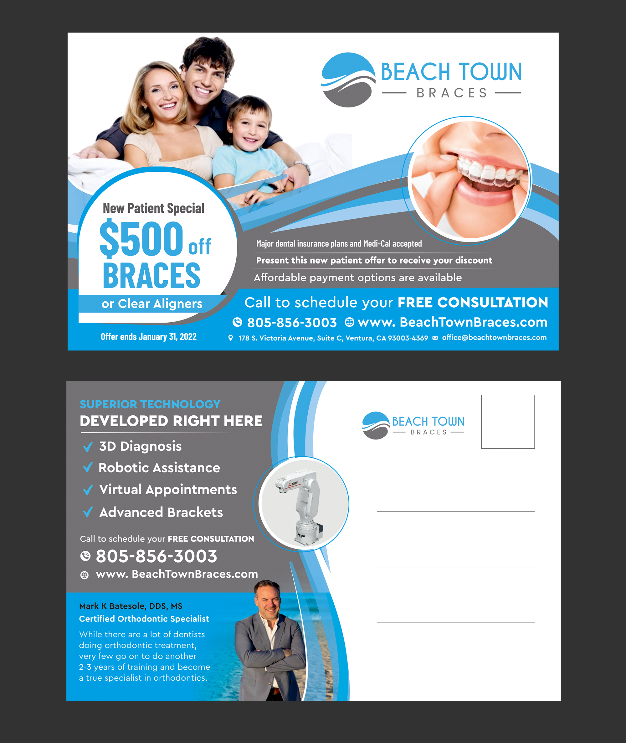 Design de Carte Postale par ecorokerz pour Beach Town Braces | Design #27636832