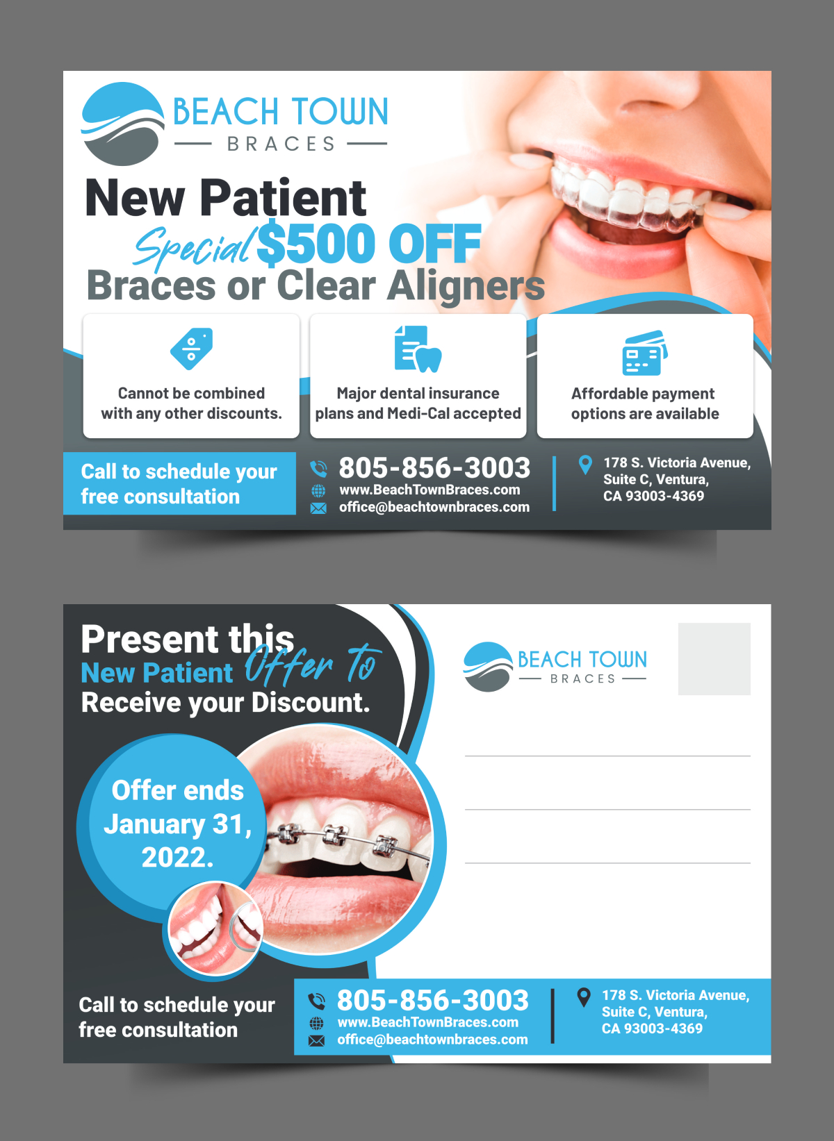 Design de Carte Postale par ecorokerz pour Beach Town Braces | Design : #27638476