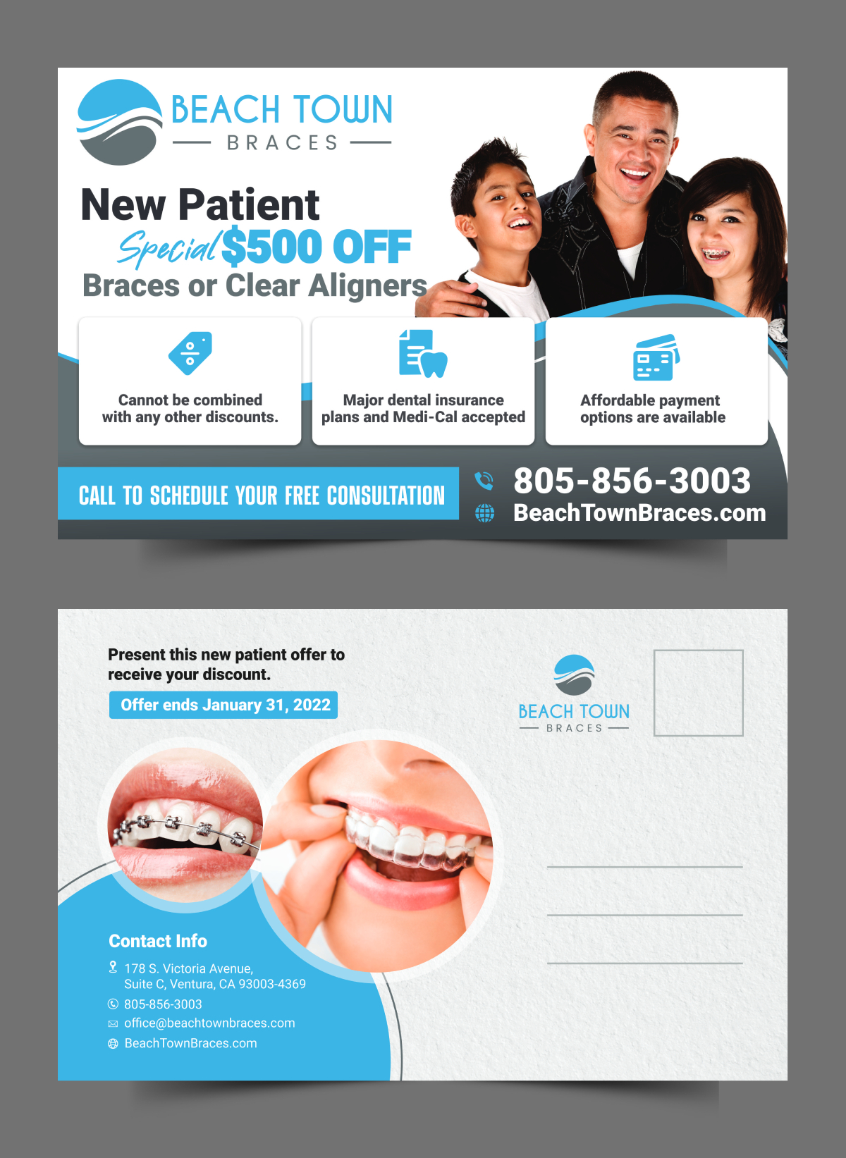 Postcard Design by ecorokerz for Beach Town Braces | Design #27660820