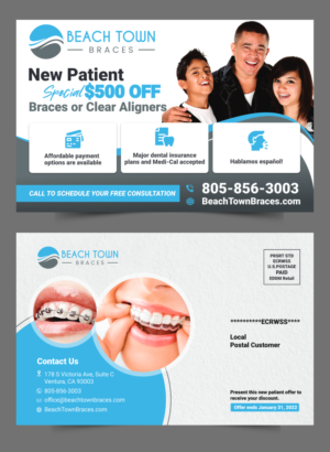 Design de Carte Postale par ecorokerz pour Beach Town Braces | Design : #27678487