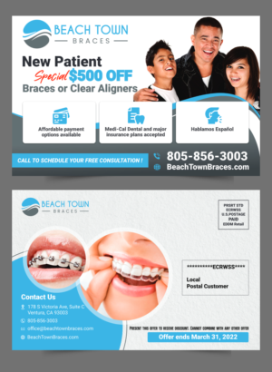 Design de Carte Postale par ecorokerz pour Beach Town Braces | Design : #27688810