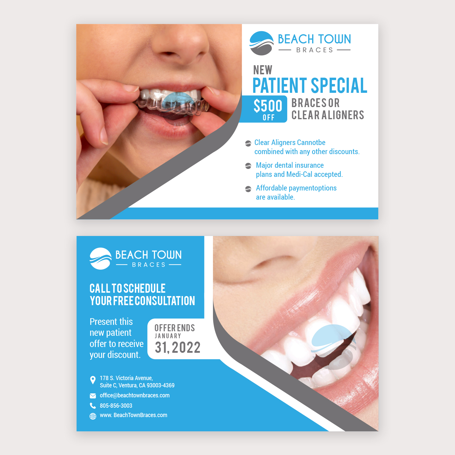 Postcard Design by Maxo-Biz for Beach Town Braces | Design #27638632