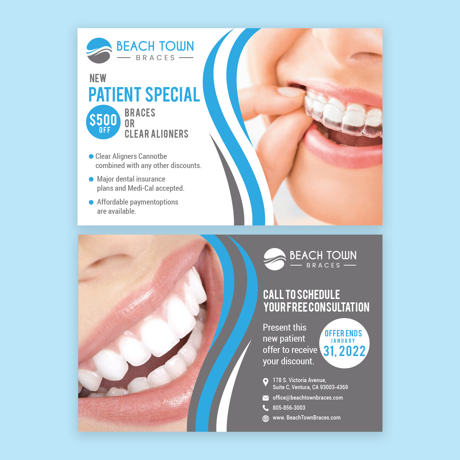 Postcard Design by Maxo-Biz for Beach Town Braces | Design #27638633