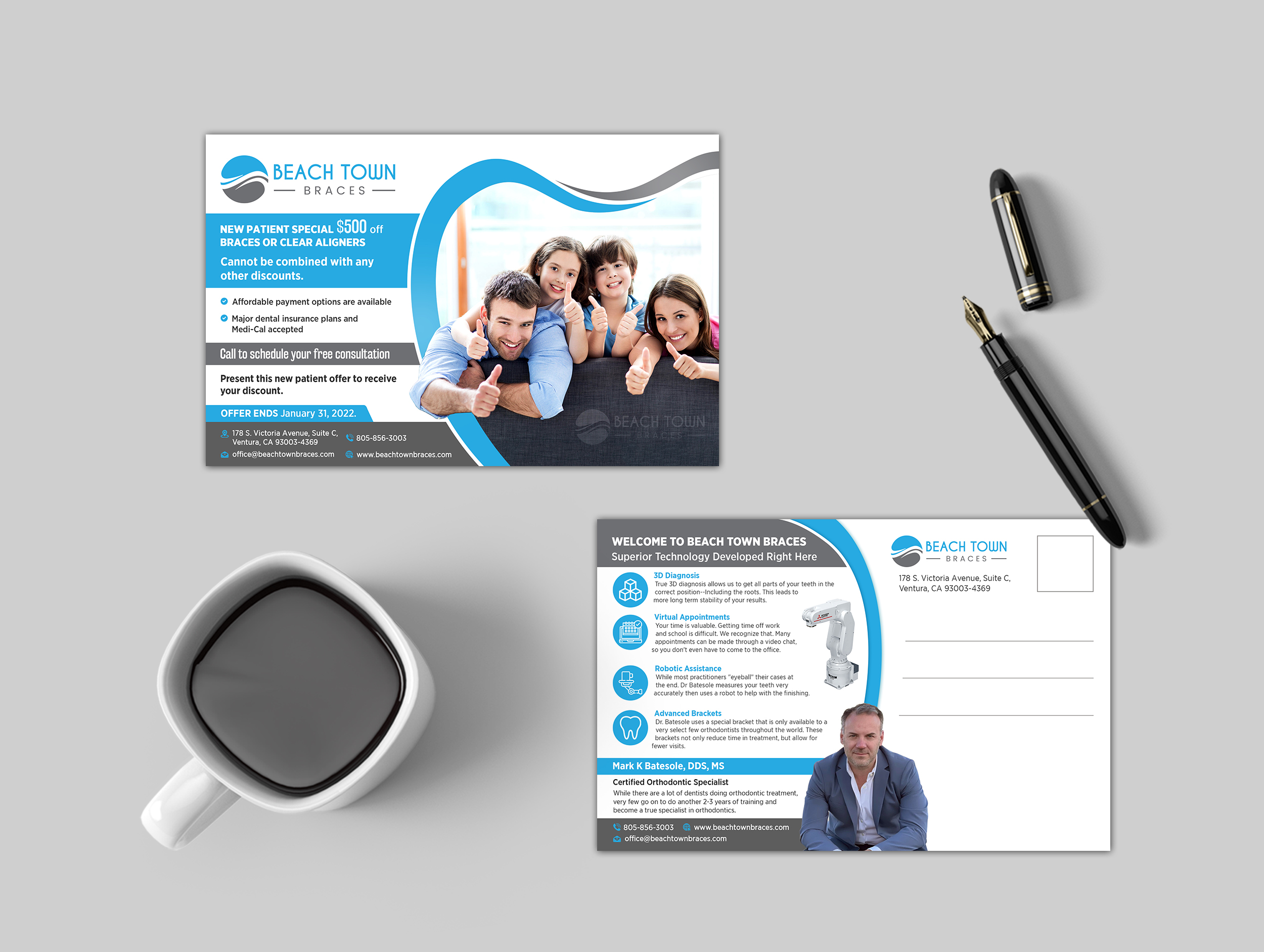 Postcard Design by GraphicsGuru for Beach Town Braces | Design #27640130