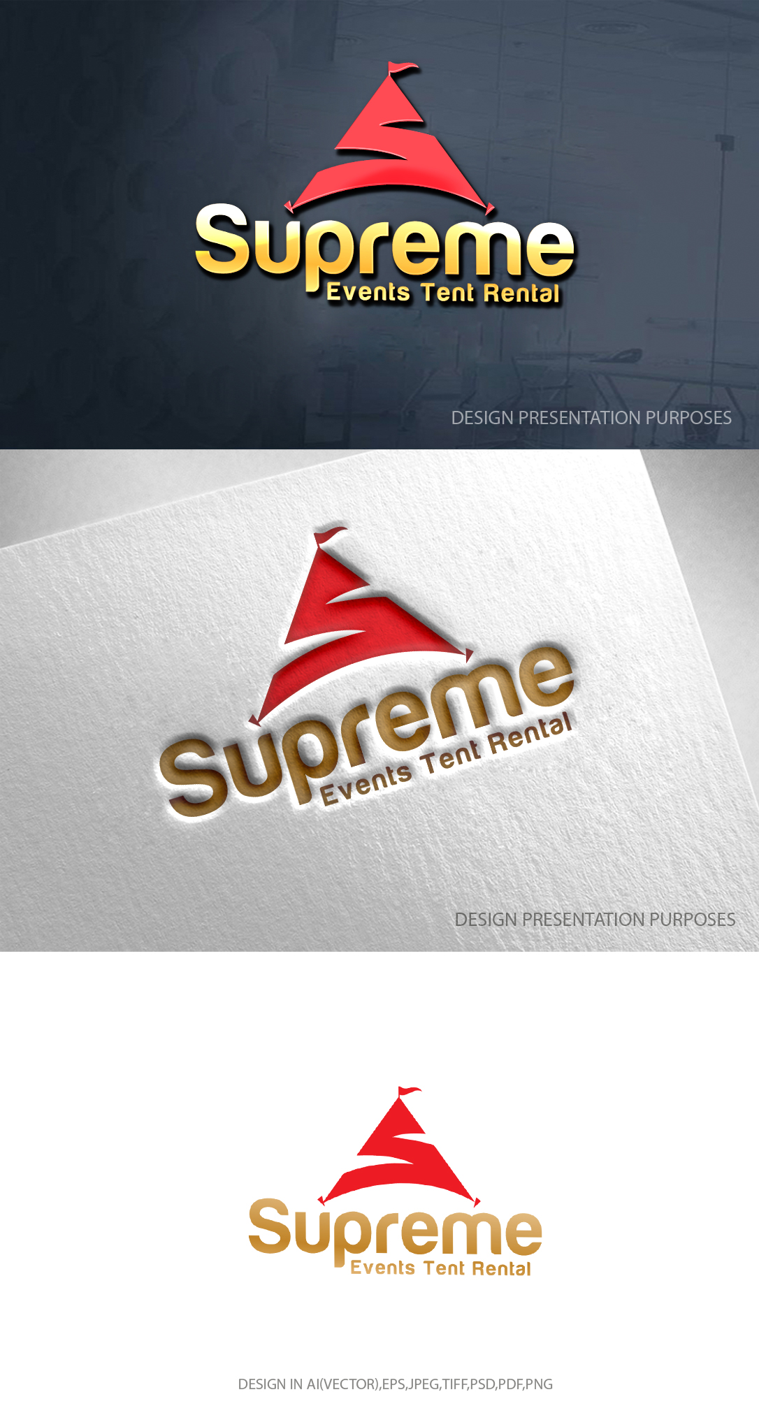 Logo Design by zebronicgraphic for Supreme Events Tent Rental Ltd  | Design #27672094