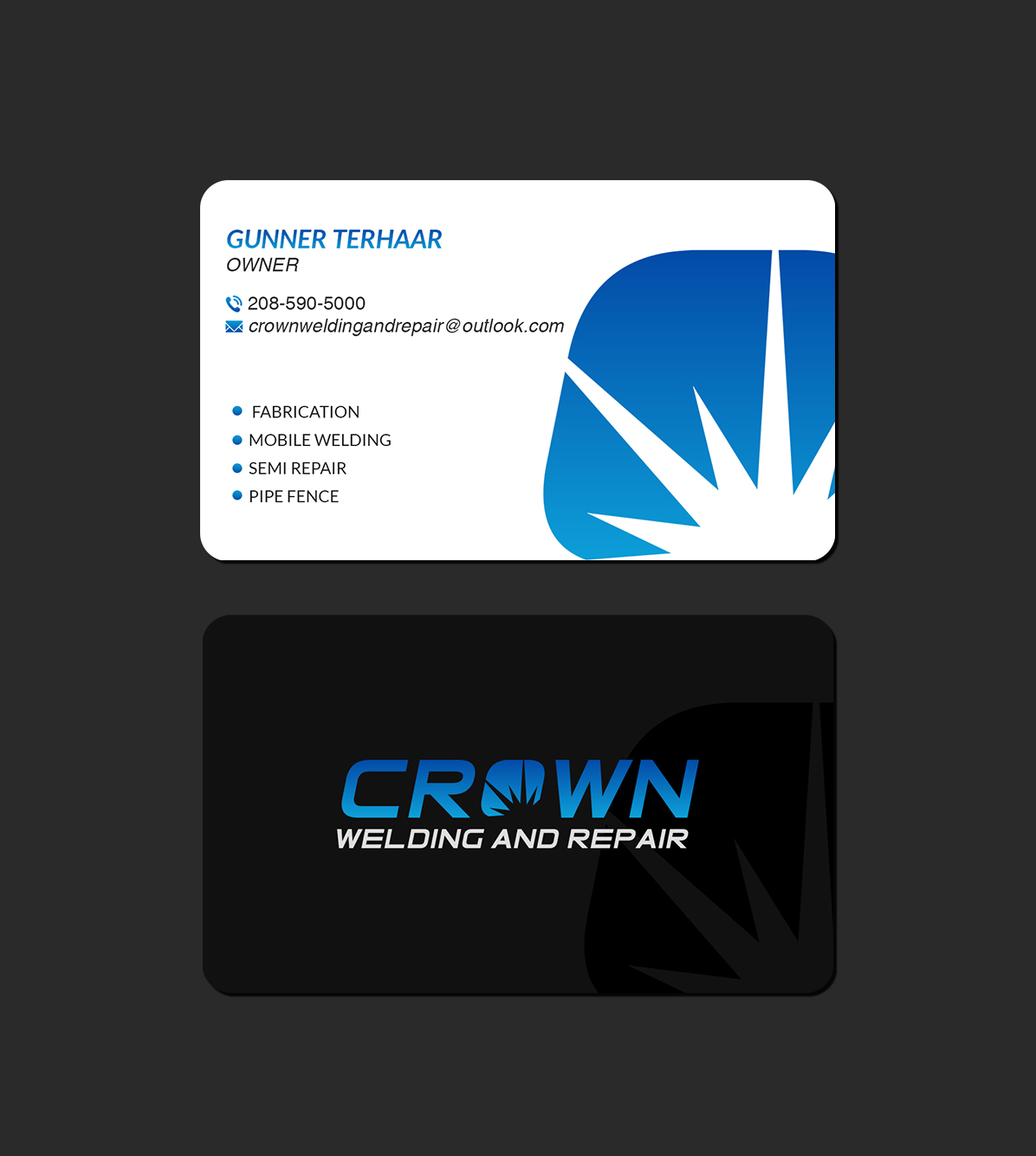 Business Card Design by Creations Box 2015 for Crown Welding and Repair | Design #27650497