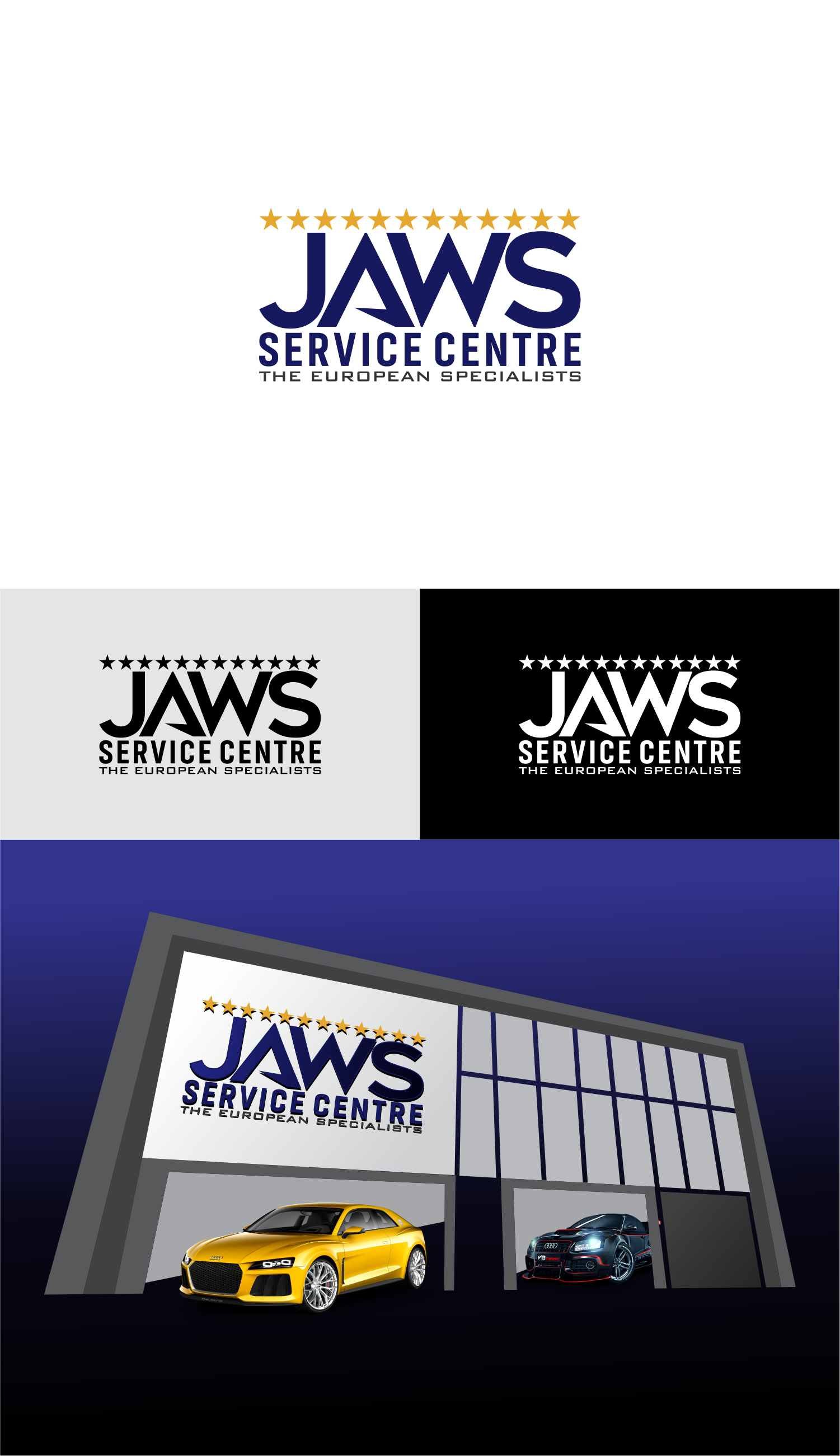 Modern, Upmarket, Automotive Logo Design for Jaws Service Centre The