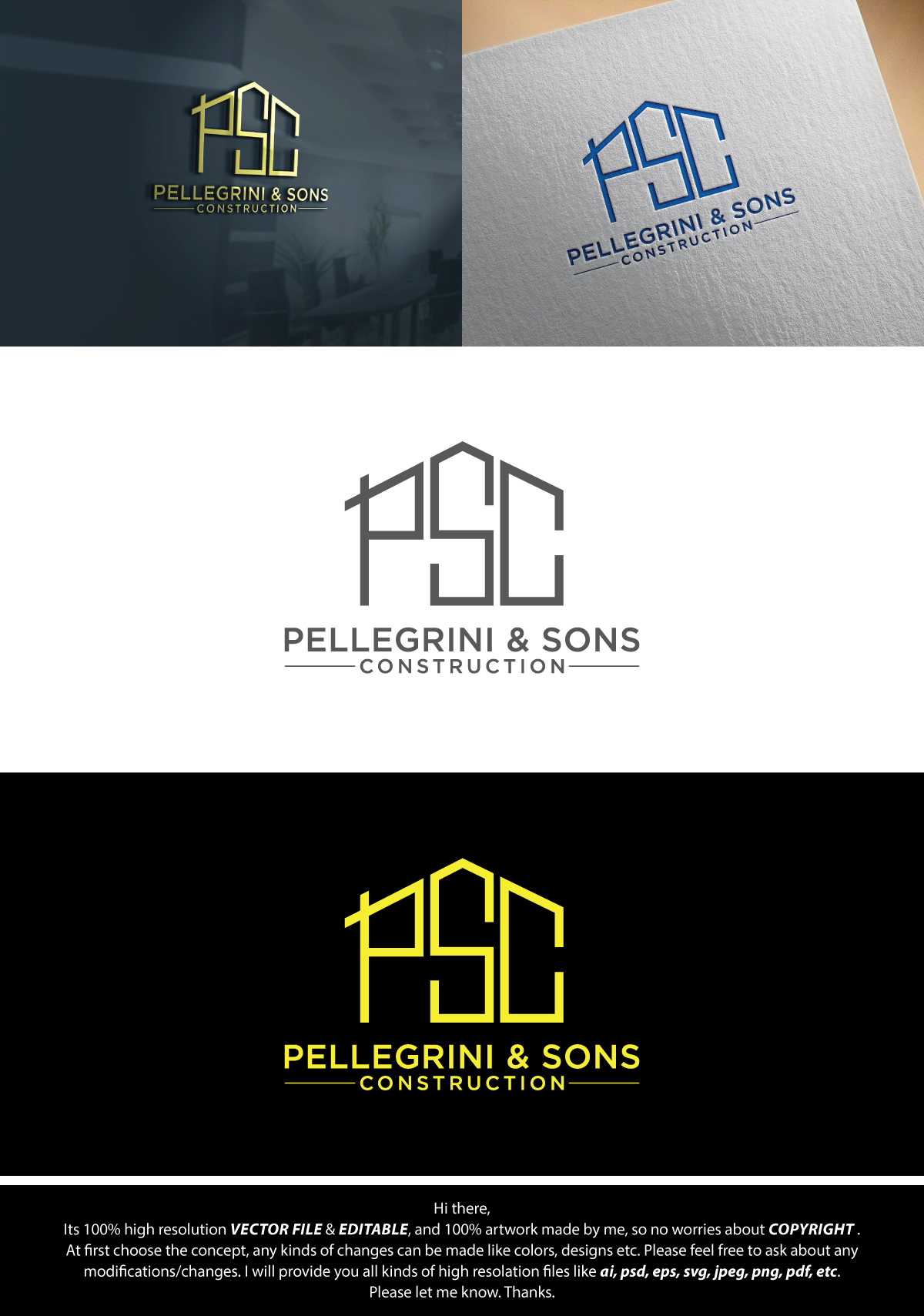 Diseño de Logo por FireflyArt para Pellegrini Construction Co. | Diseño #27673515