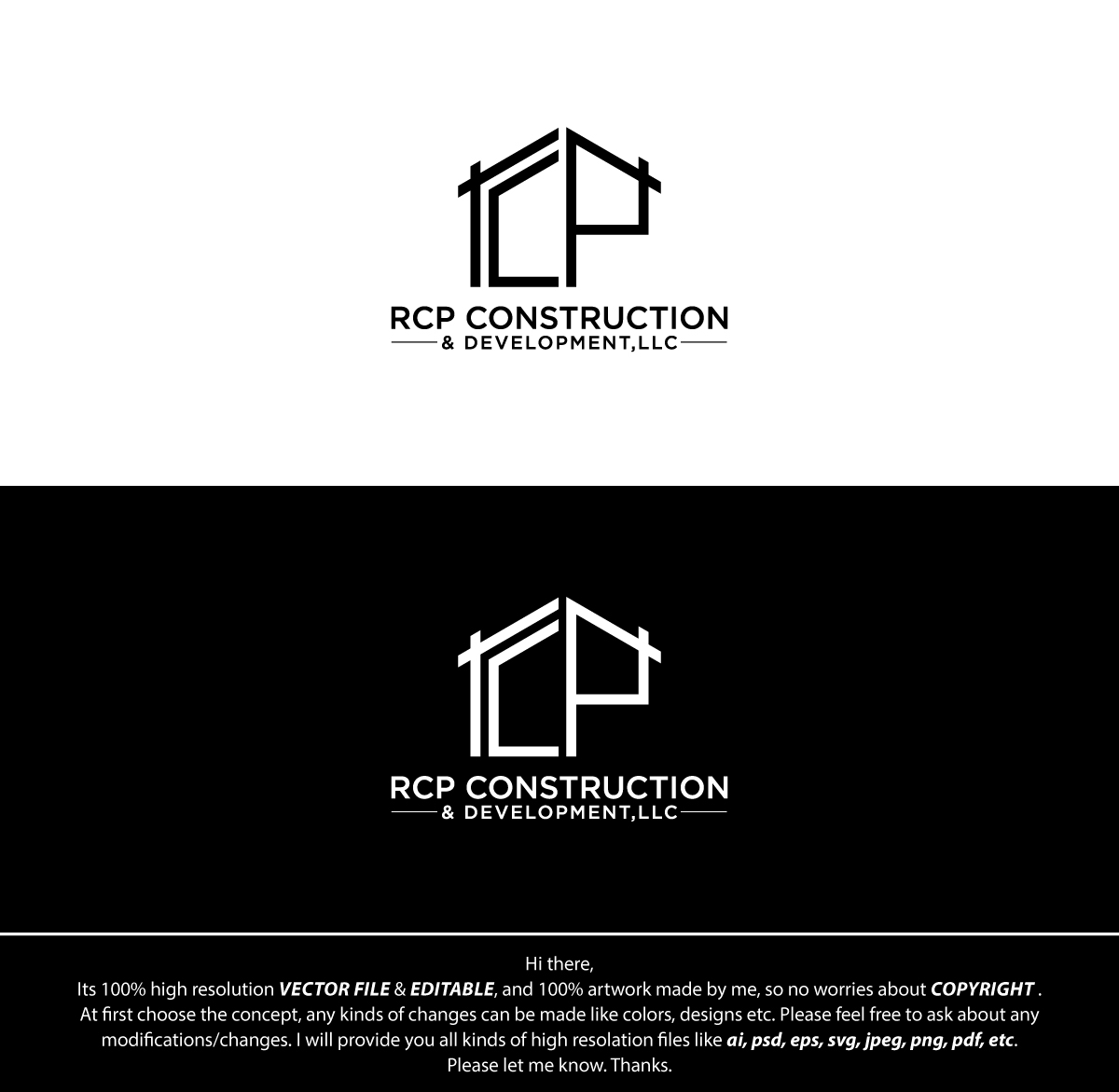 Logo-Design von FireflyArt für RCP CONSTRUCTION & DEVELOPMENT LLC | Design #27673292