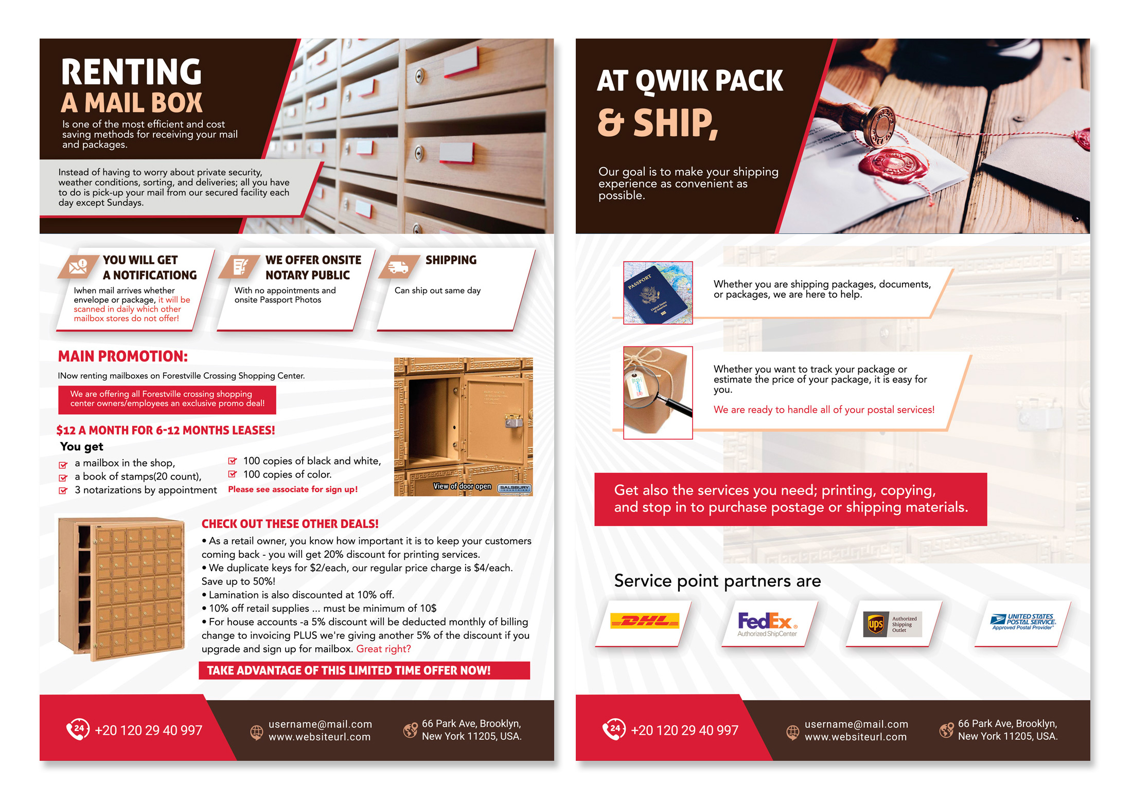 Flyer Design by tanya_gaysina59 for Qwik Pack & Ship Raleigh | Design #27699024