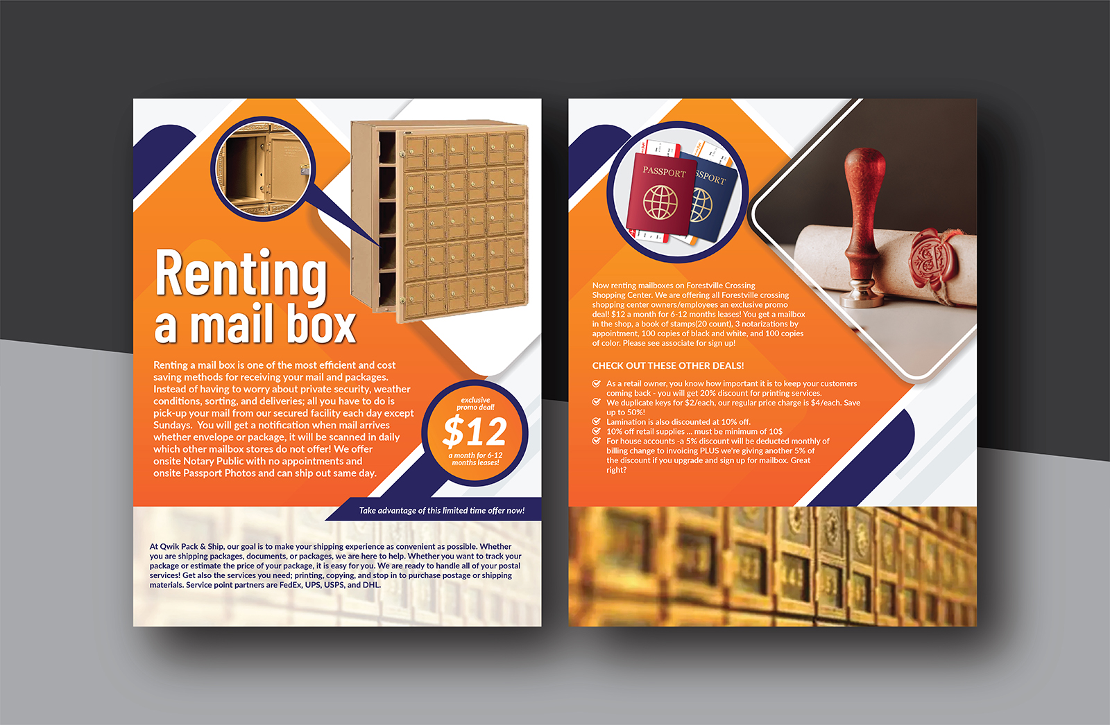 Design de Flyer par Deziners Zone pour Qwik Pack & Ship Raleigh | Design #27698100