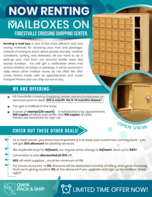 Design de Flyer par SAI DESIGNS pour Qwik Pack & Ship Raleigh | Design : #27698786