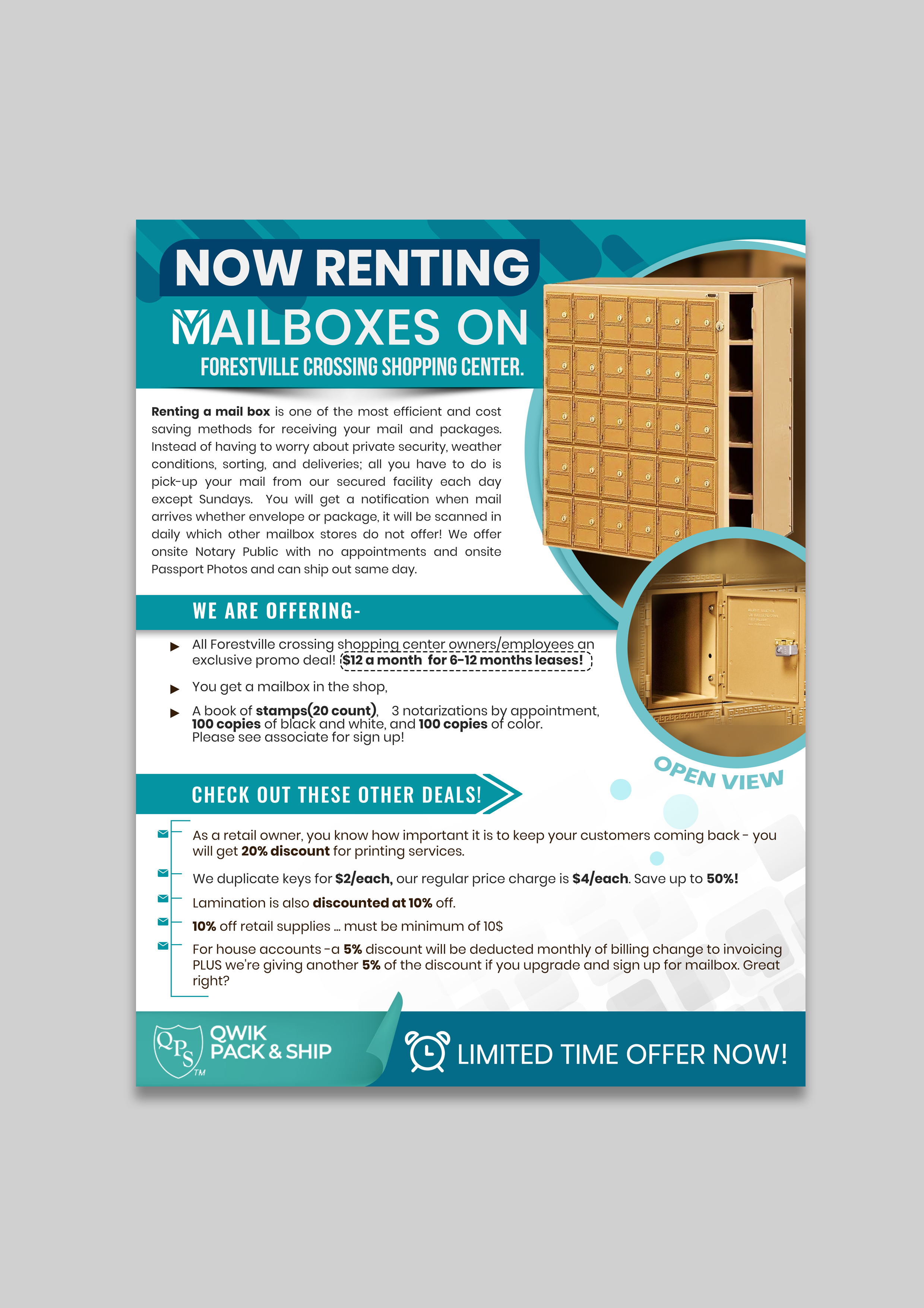 Design de Flyer par SAI DESIGNS pour Qwik Pack & Ship Raleigh | Design #27698787