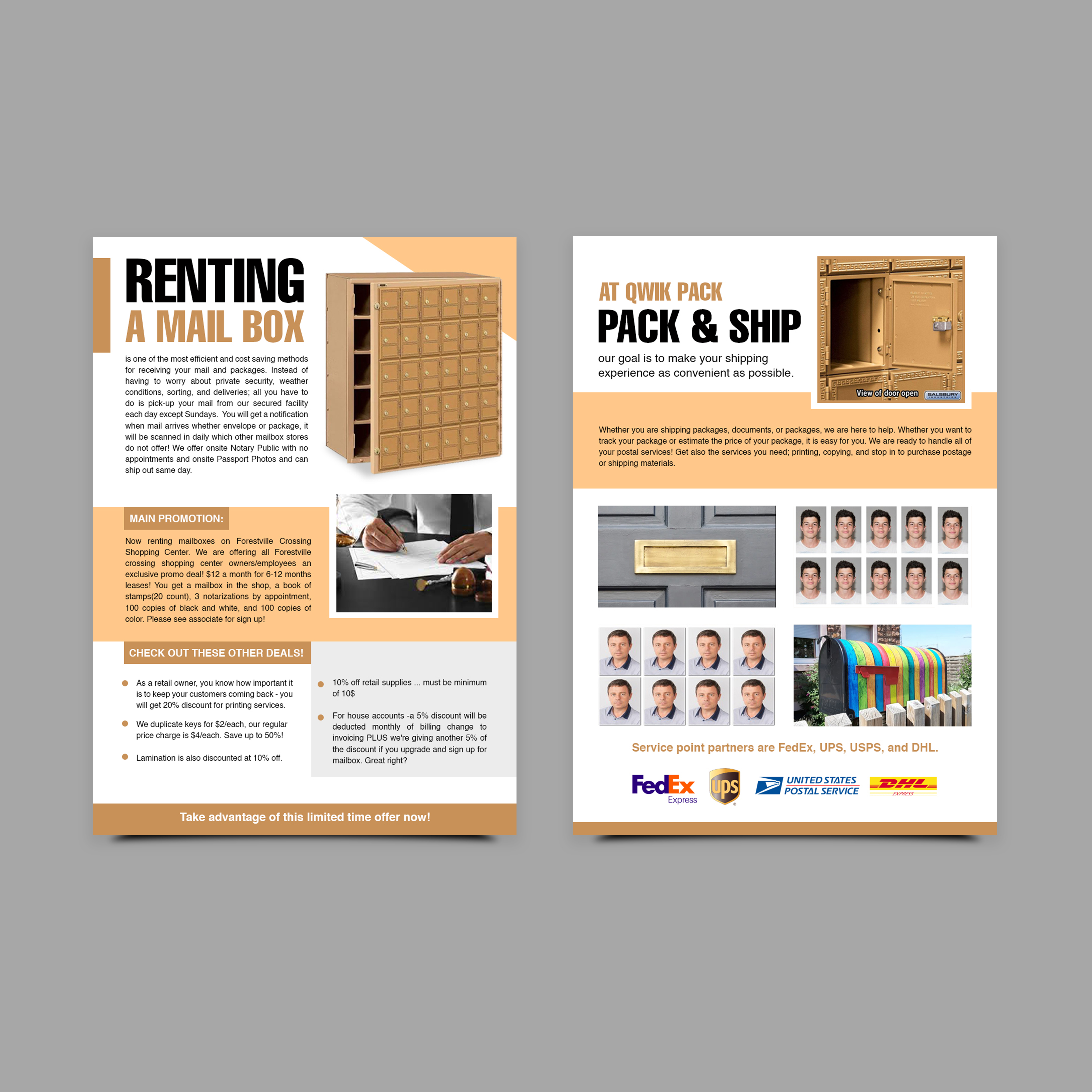 Design de Flyer par TuktukiShree pour Qwik Pack & Ship Raleigh | Design #27697614